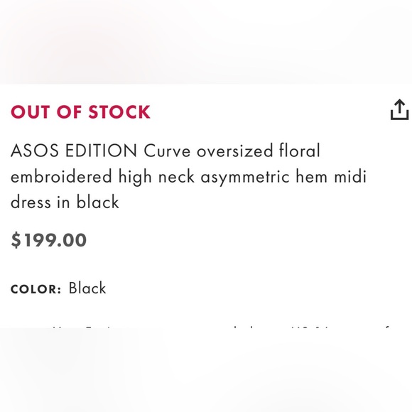 ASOS asymmetrical Elegant Embroidered Black Floral Dress US size 16 - Picture 8 of 8